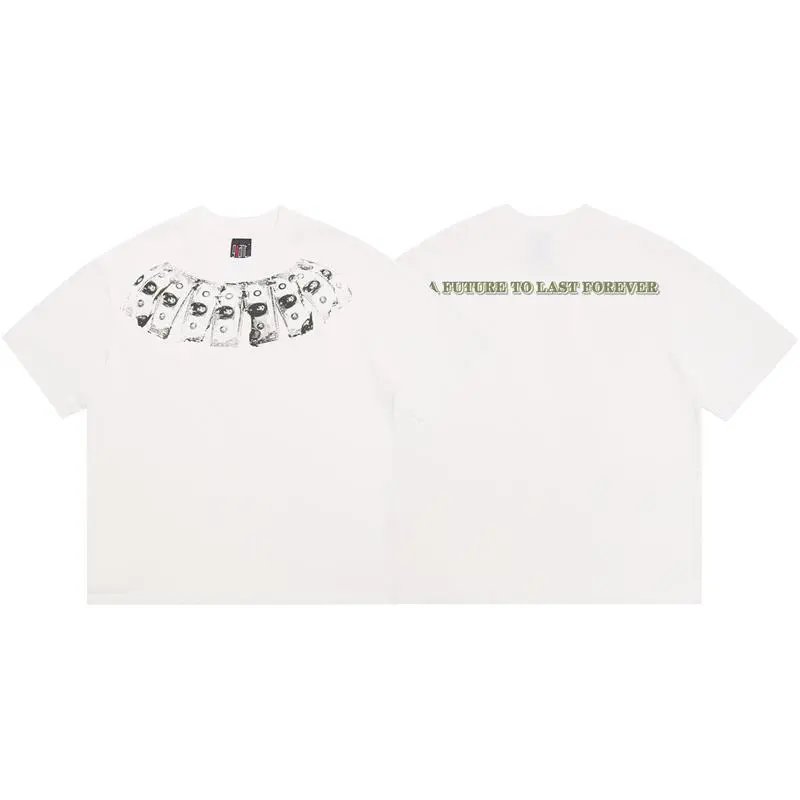 SAINT Dollar Bill Print Street Style White T-Shirt