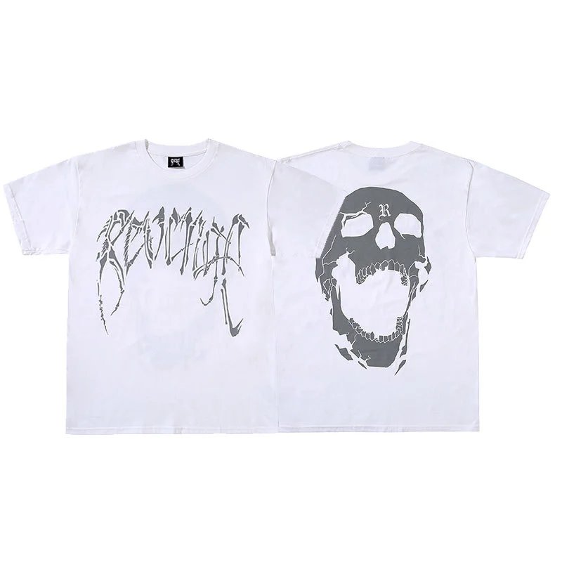 Revenge White Skull Graphic T-Shirt Daily Styling