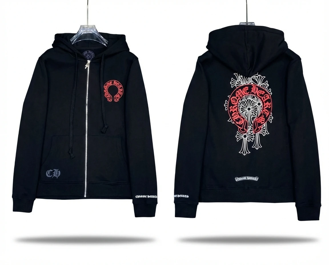 Chrome Hearts Crossed Horseshoe Print Hoodie