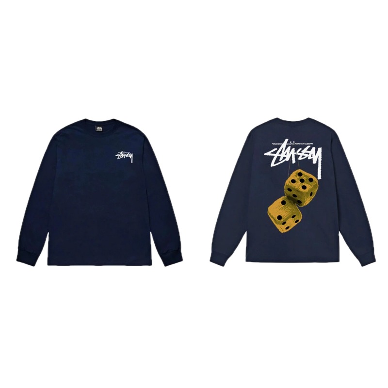 Navy long-sleeved shirt with Stussy dice print