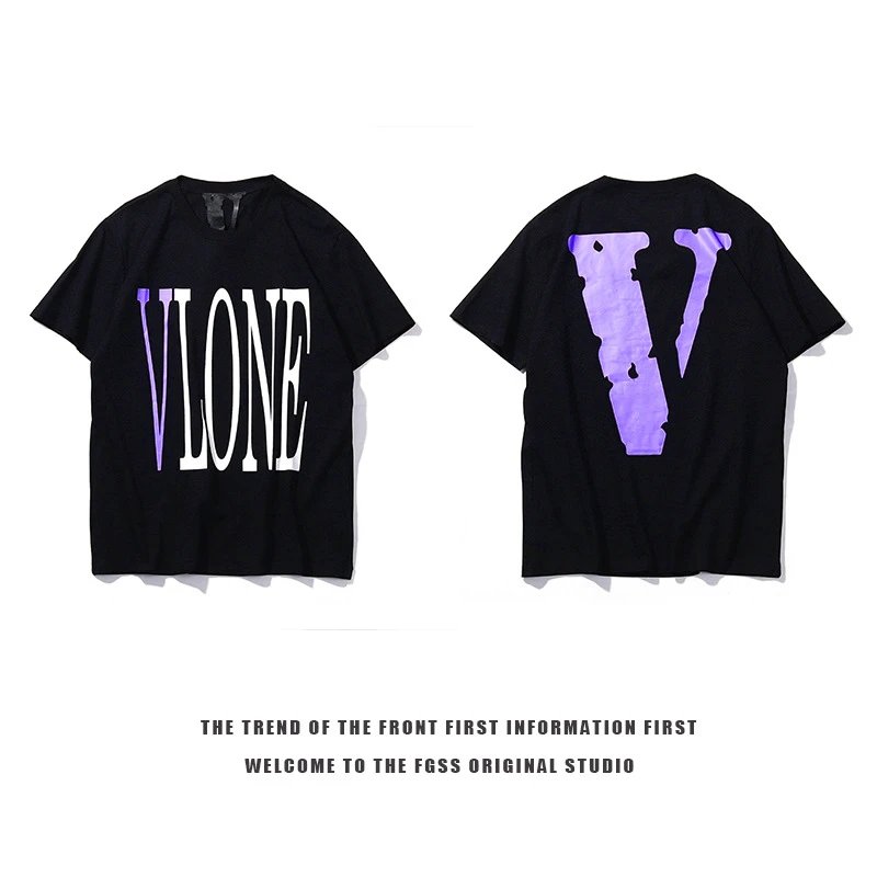 Vlone Relaxed Logo T-shirt Black Purple Vlone with Designer-Inspired Detail