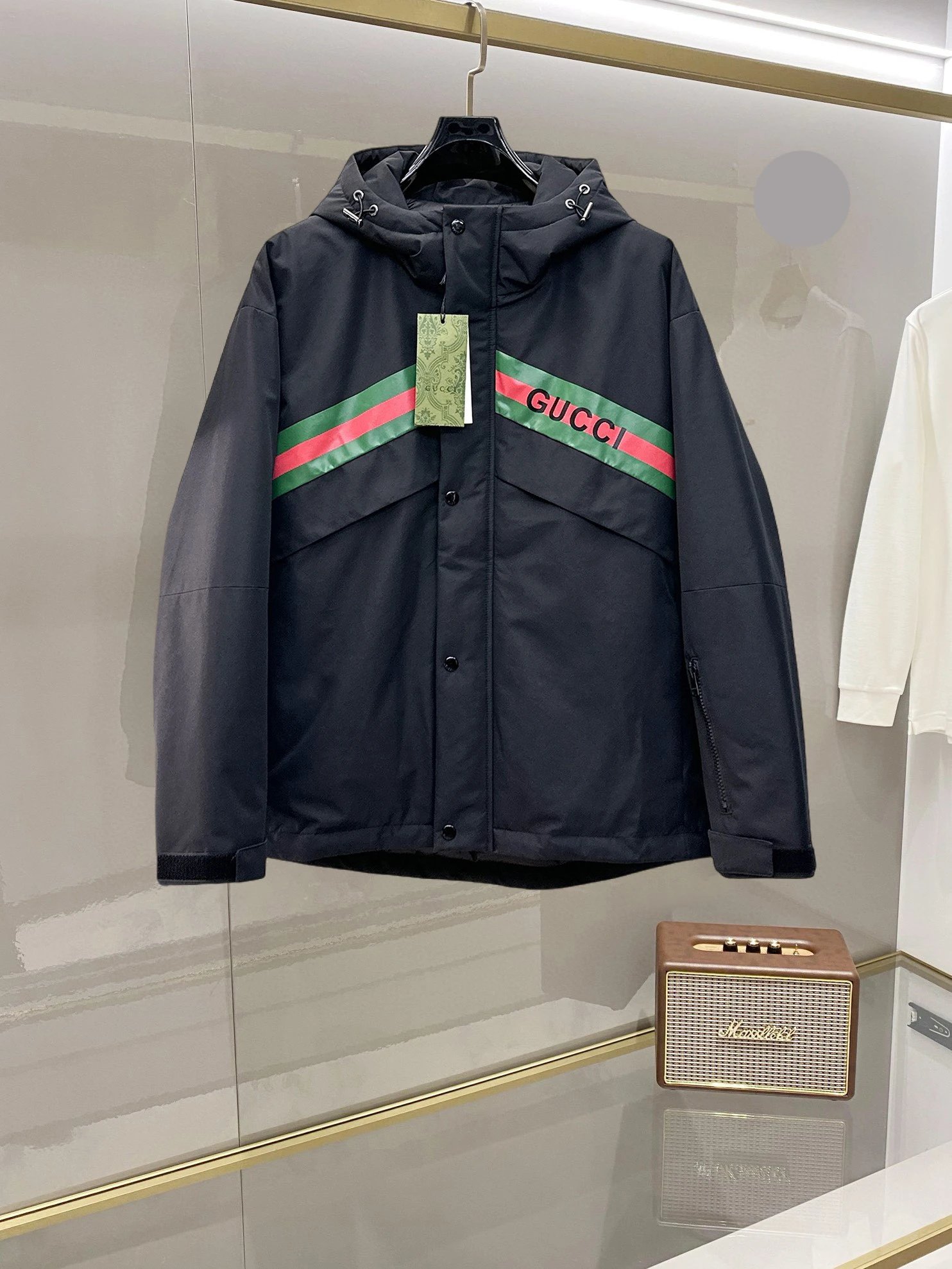 Hooded Jacket with Hooded Stripe Detail from Gucci