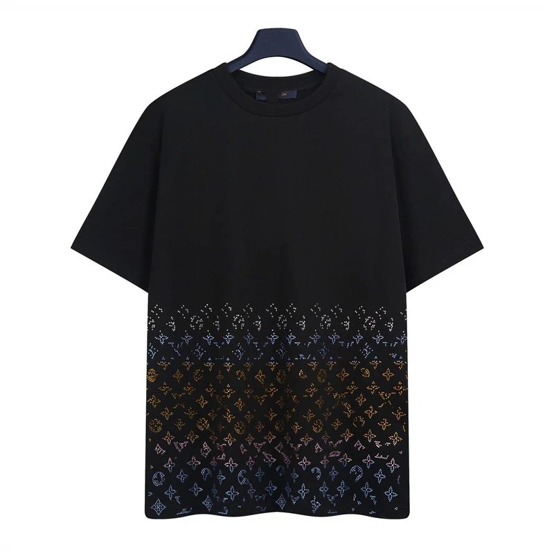 Louis Vuitton Gradient Monogram Street-style Black T-Shirt