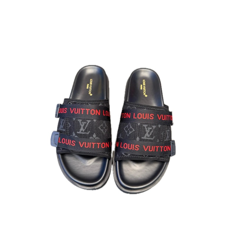 Louis Vuitton Monogram Casual Style Black Slides