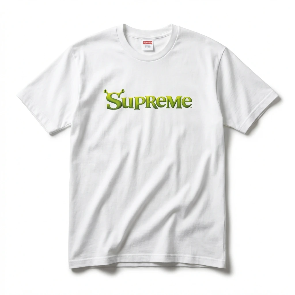 Supreme-printed trendy and cool white T-shirt