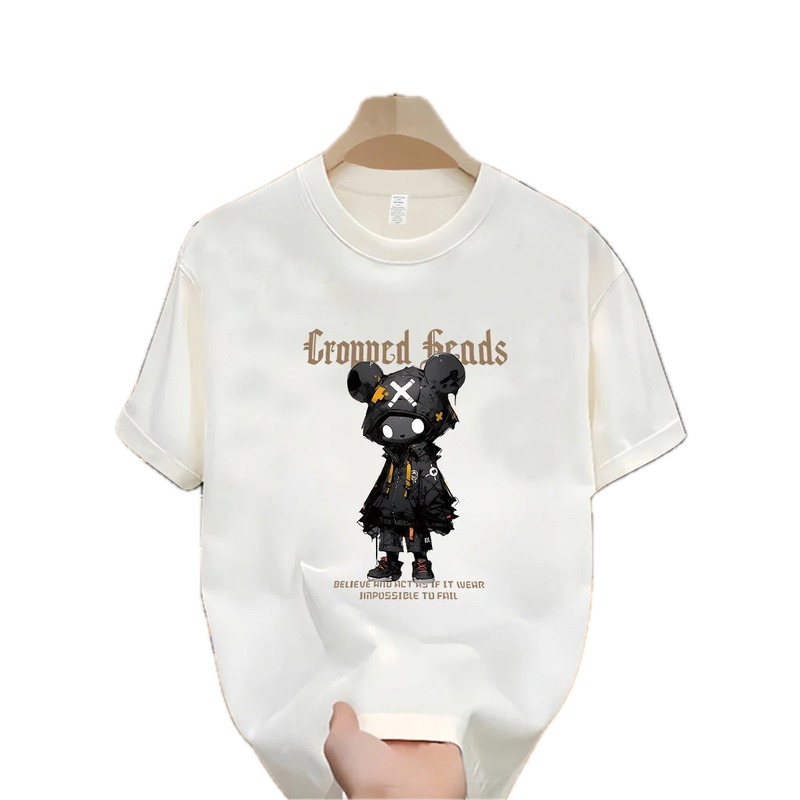 Gloomy Bear Printed Street-style Off-white Short-sleeve T-shirt
