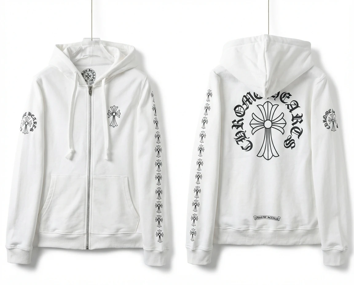 Chrome Hearts Cross Trendy White Hoodie