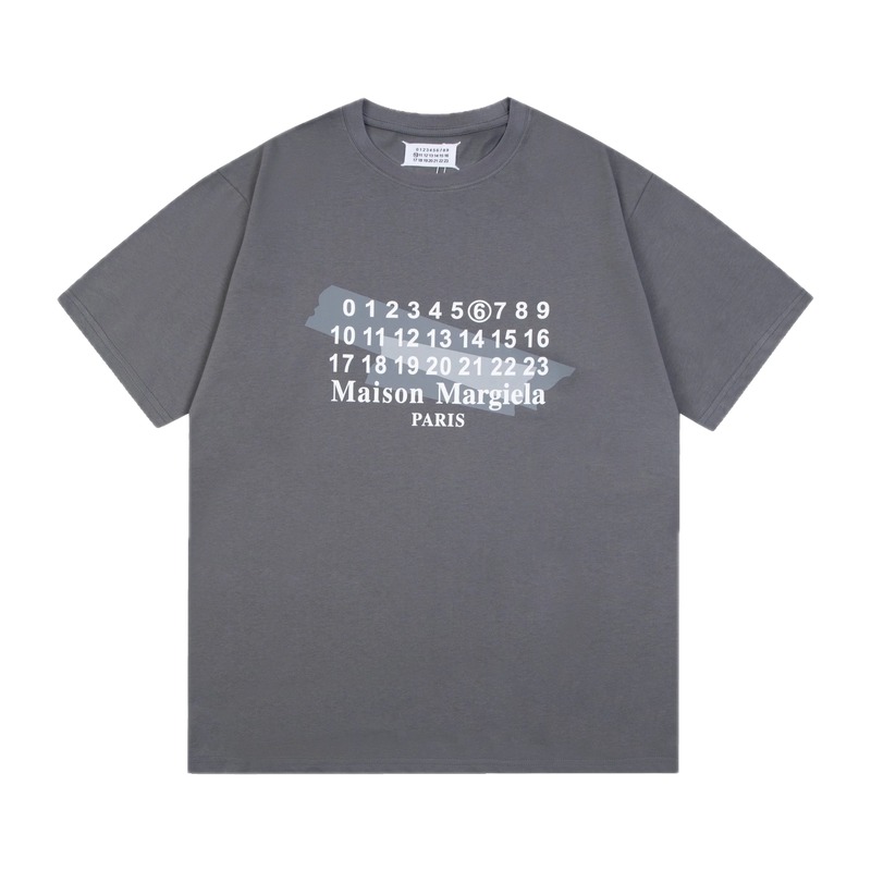 Maison Margiela Number Series Streetwear Dark Grey Short Sleeve T-shirt