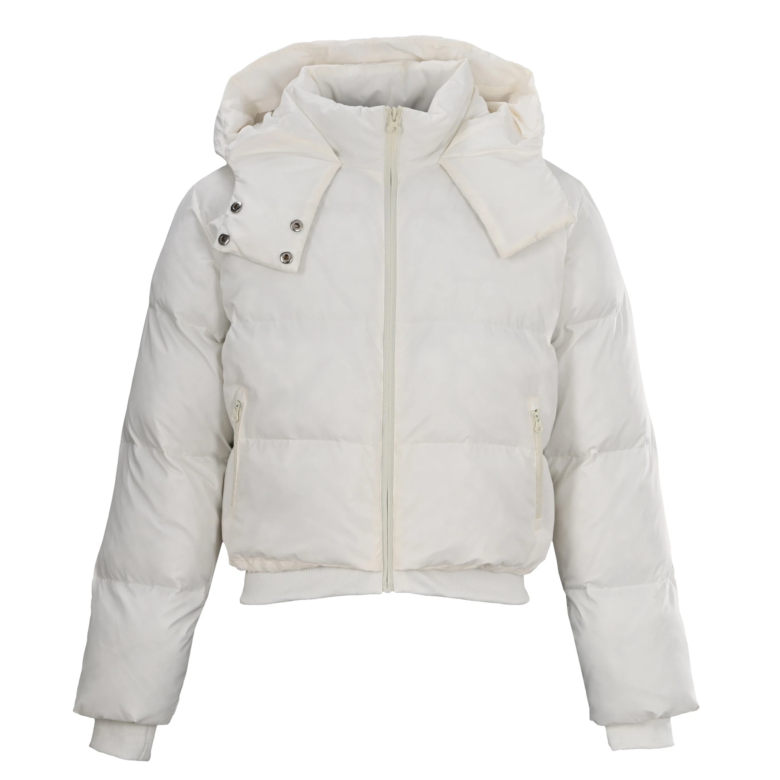 White Weekend Cropped Hooded Puffer