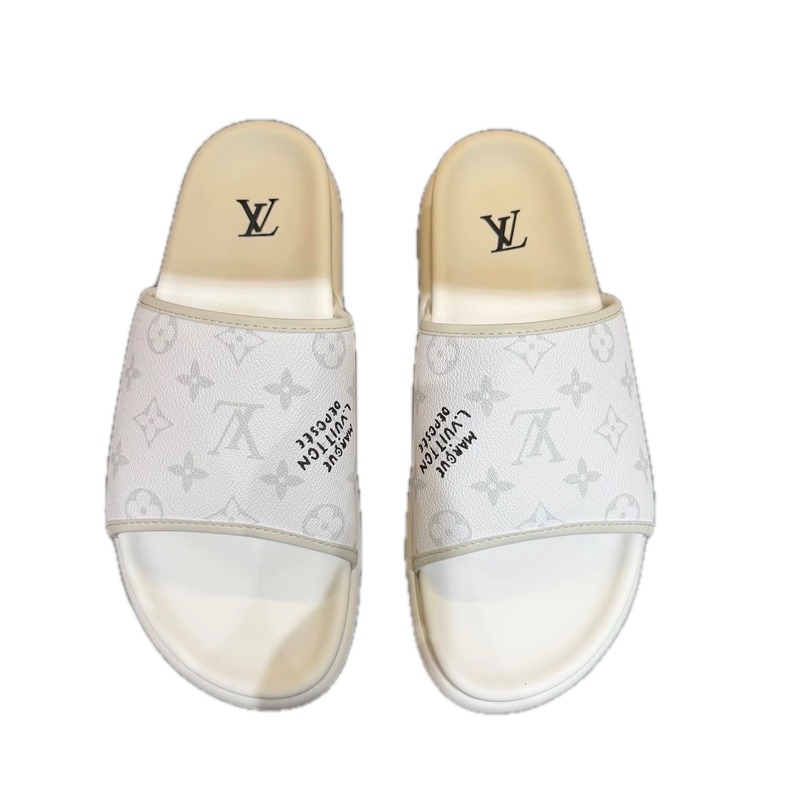 Louis Vuitton Trendy White Monogram Slides