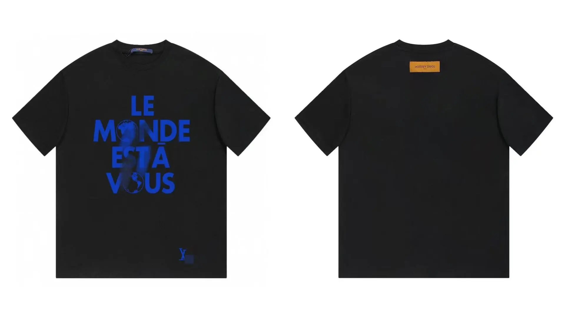 Louis Vuitton Letter Print Trendy Cool Black T-Shirt
