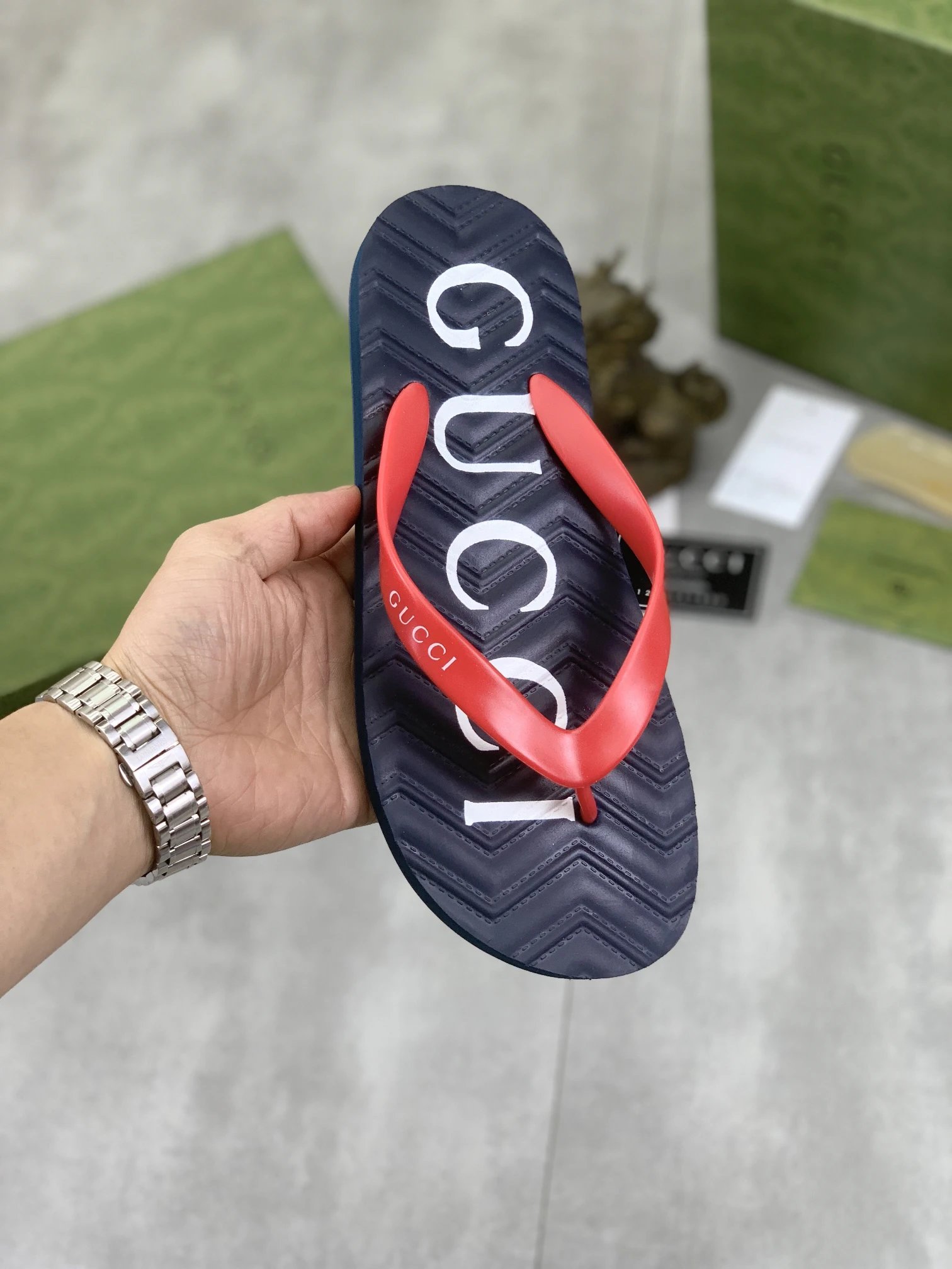 Gucci Letter Print Casual Color-block Flip-flops