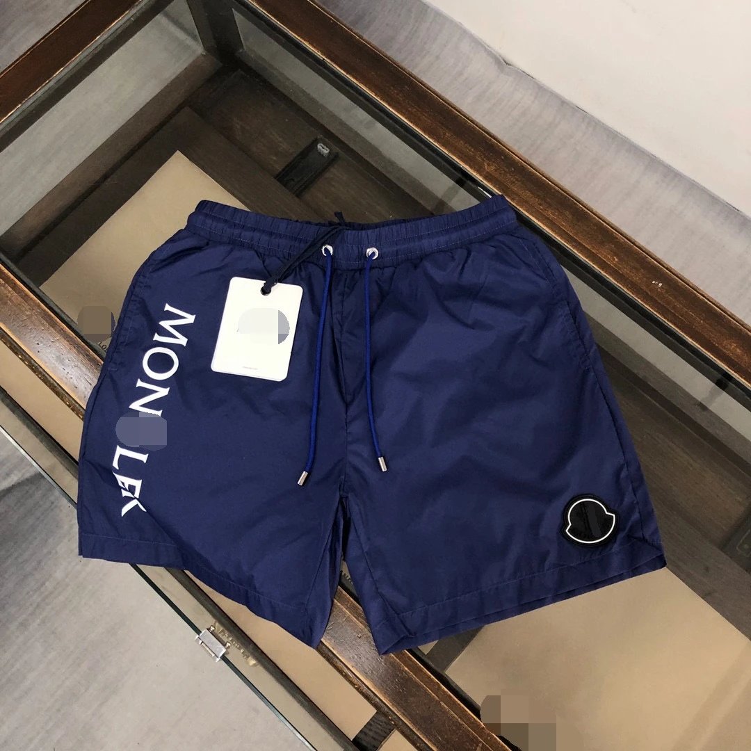 Moncler Letter Print Casual Style Navy Blue Shorts