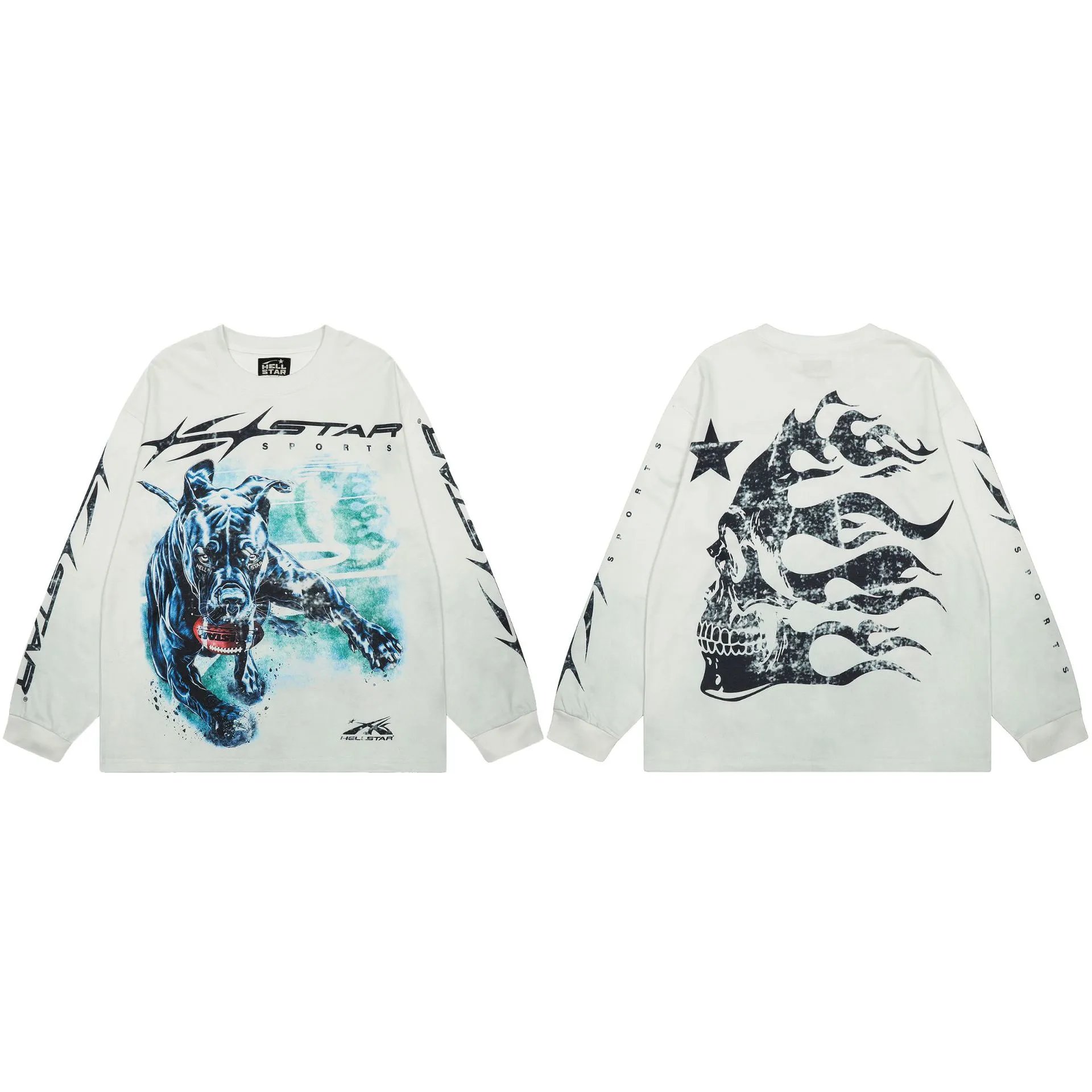 Hellstar Sports Collection Street Style Off-white Long Sleeve T-shirt