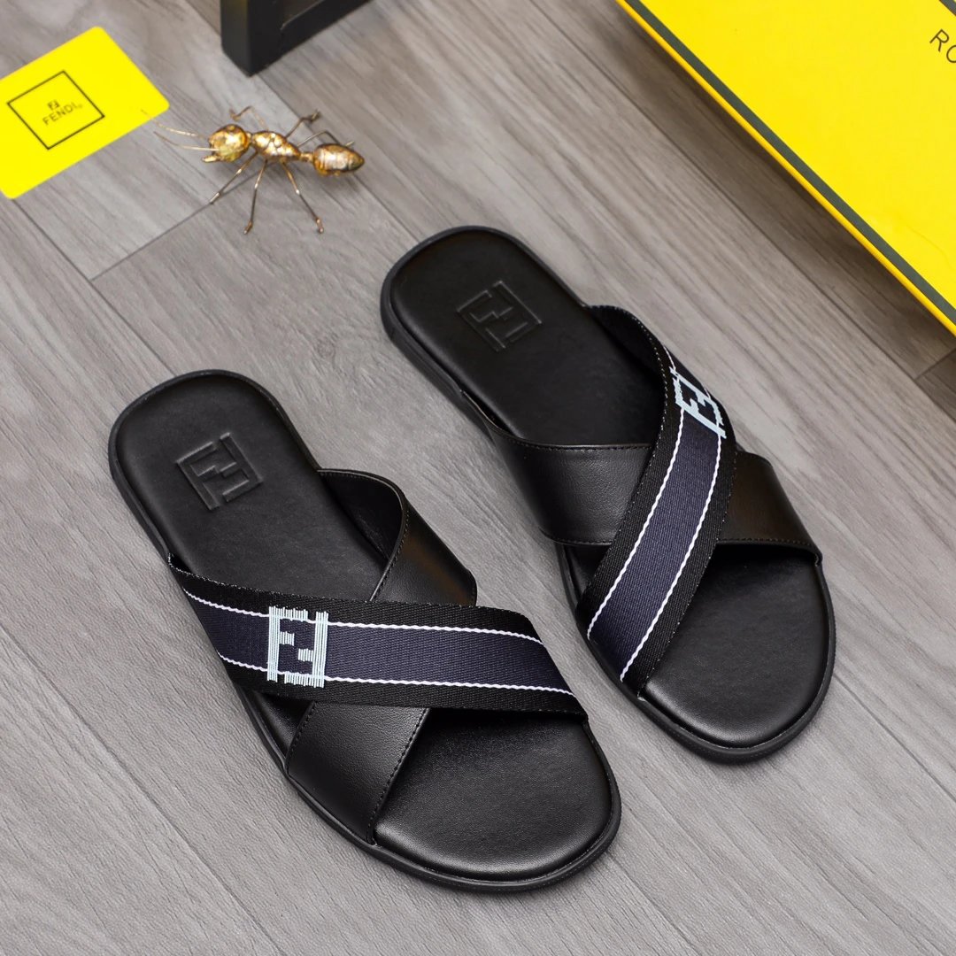 Fendi Double F Casual Style Black Slides