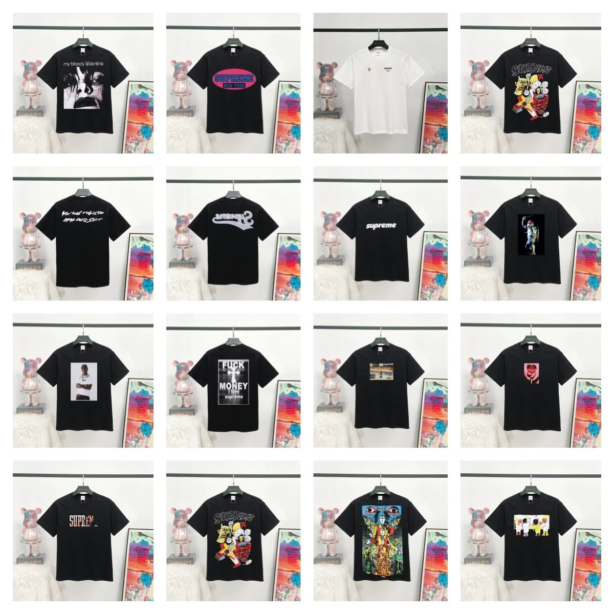Supreme Printed Street Style Black T-Shirt