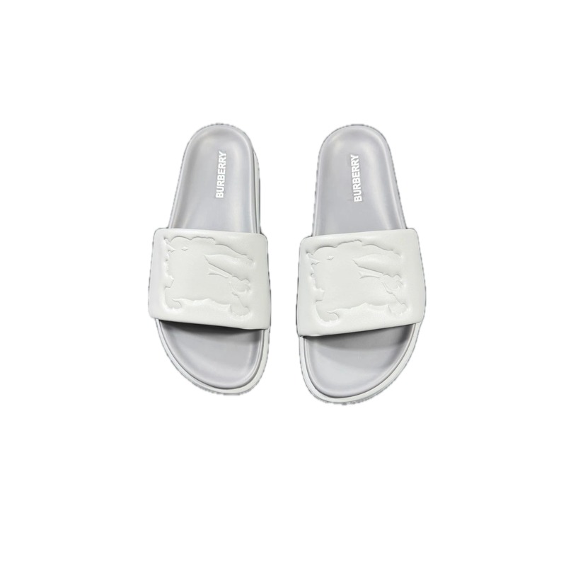 Burberry Equestrian Knight Light Luxury Style Light Grey Slides