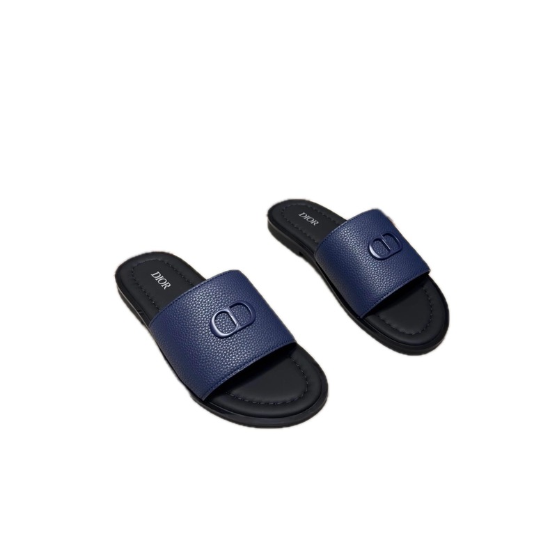 Dior CD Series Minimalist Style Navy Blue Slide Sandals