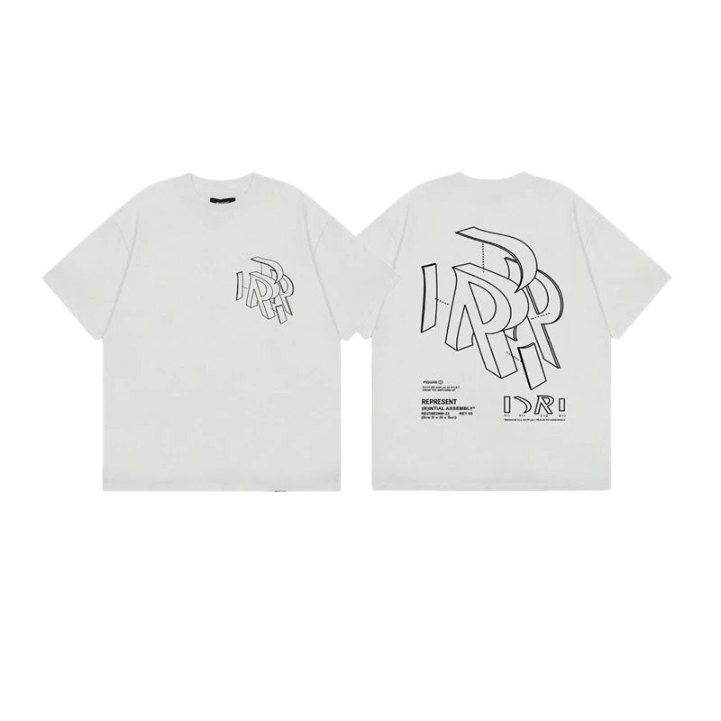 Represent Geometric Print Street-style Off-white T-shirt
