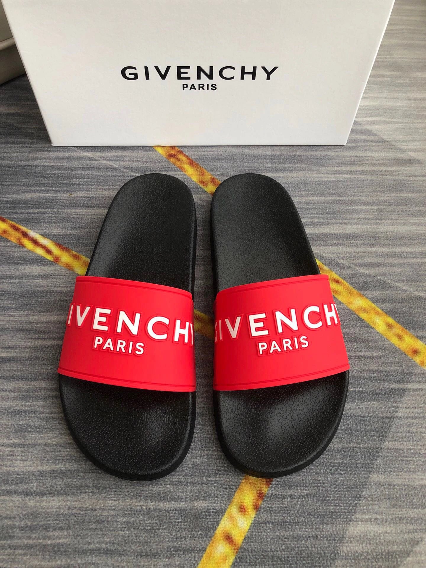 Givenchy Classic Letter Casual Style Red & Black Slide Sandals
