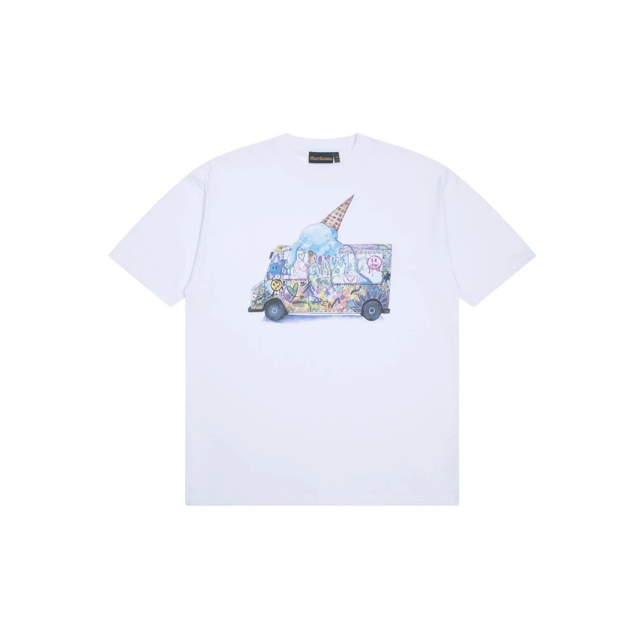 DREW Graffiti Style Ice Cream Truck White Short Sleeve T-shirt