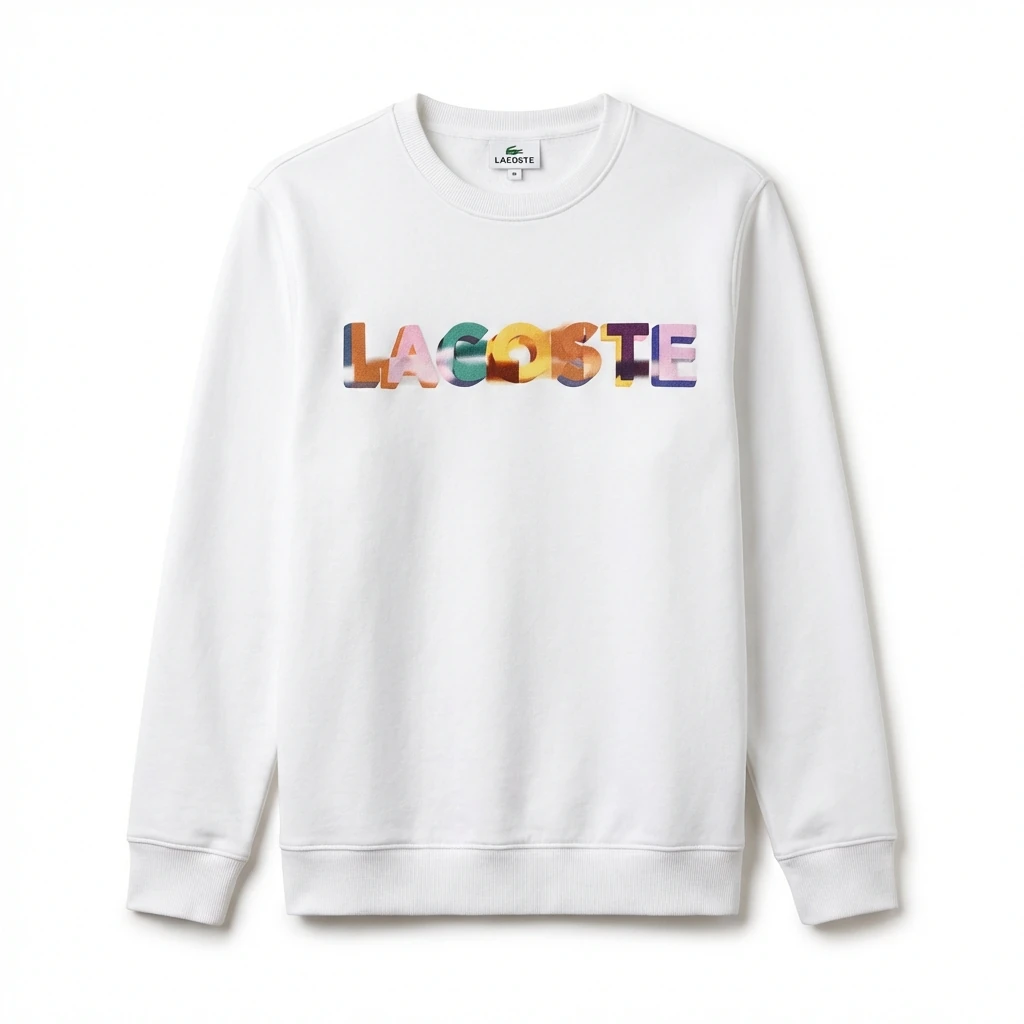 Lacoste Colorful Letter Style White Sweatshirt