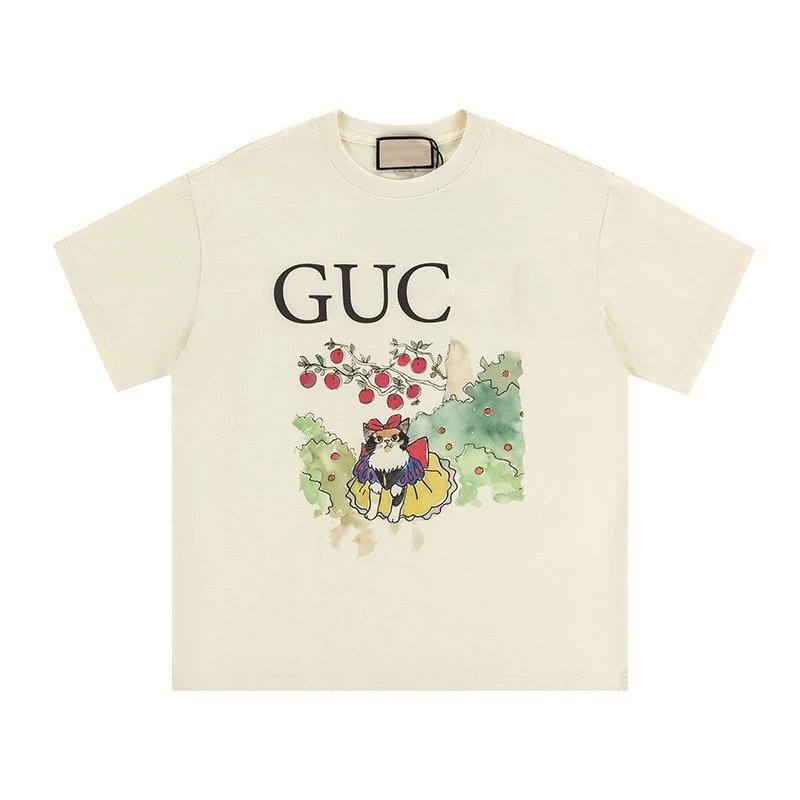 Gucci Vintage-style Cat Print Off-white T-Shirt