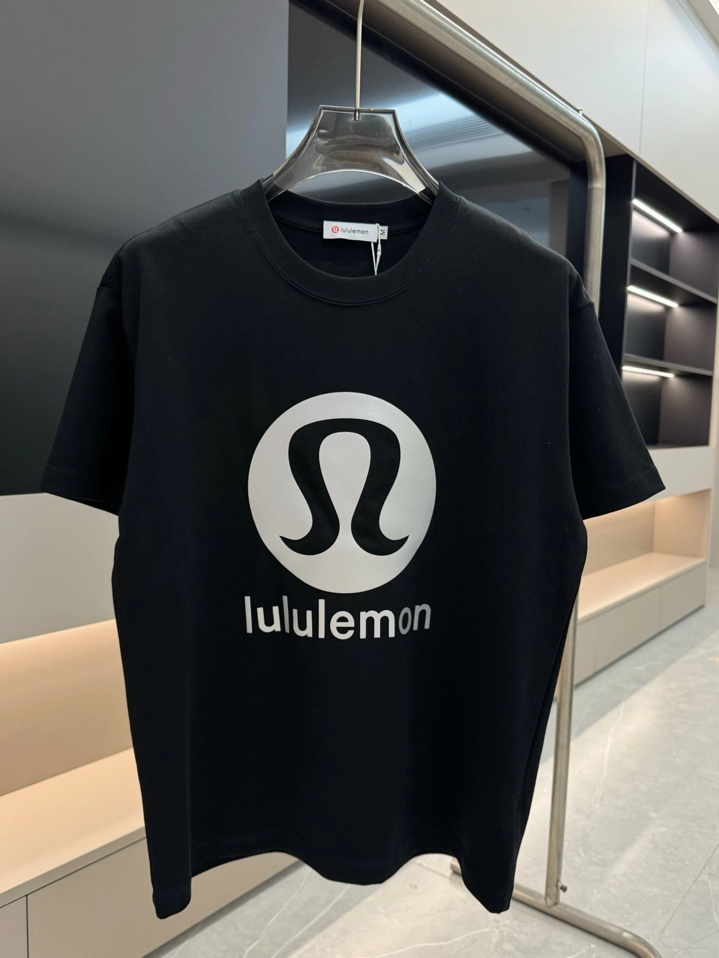 lululemon Printed Casual Sports Style Black T-Shirt