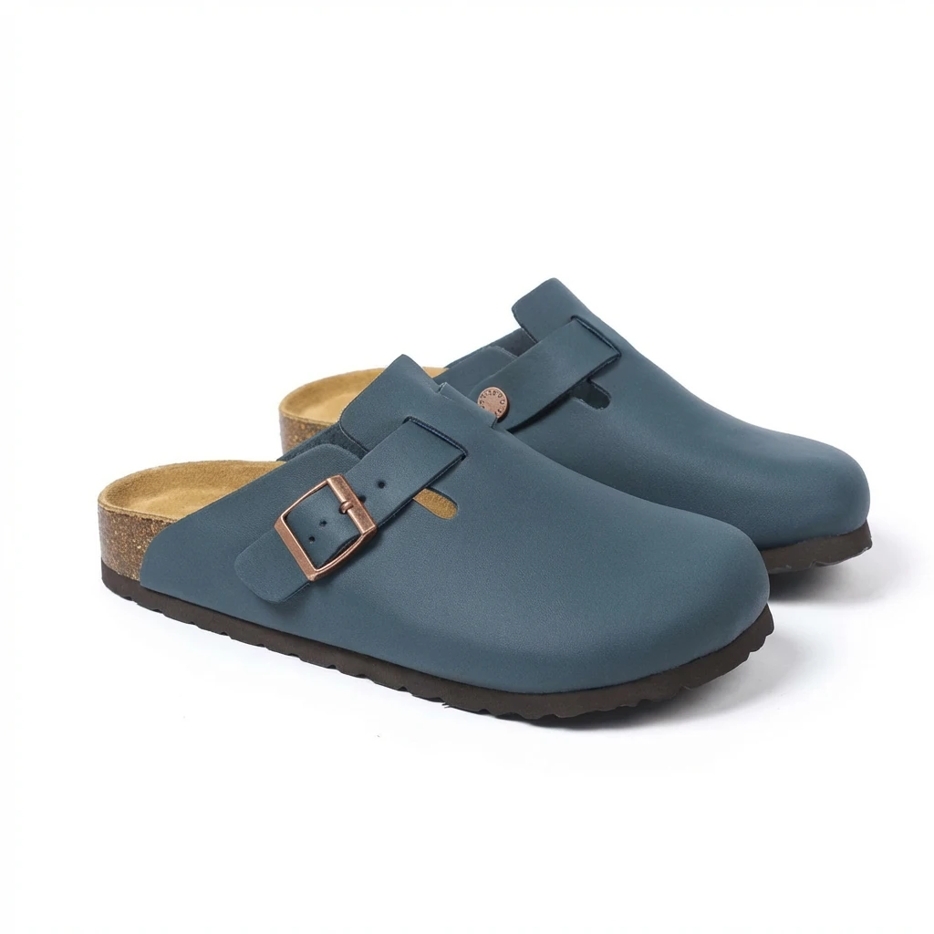 BIRKENSTOCK retro-style dark blue slippers