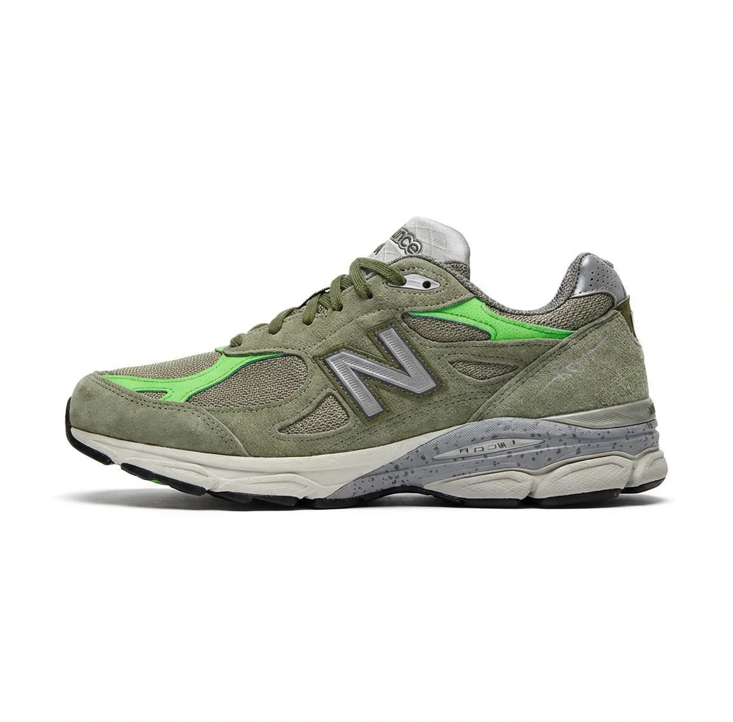 New Balance 990 series retro style gray-green shoes