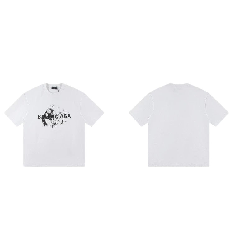 Balenciaga Graffiti Print Street Style White T-Shirt