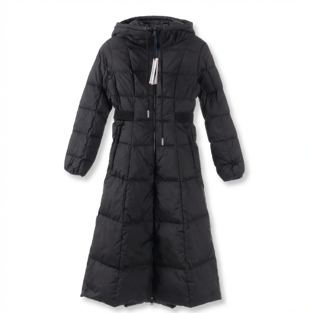 Long black down jacket of Moncler