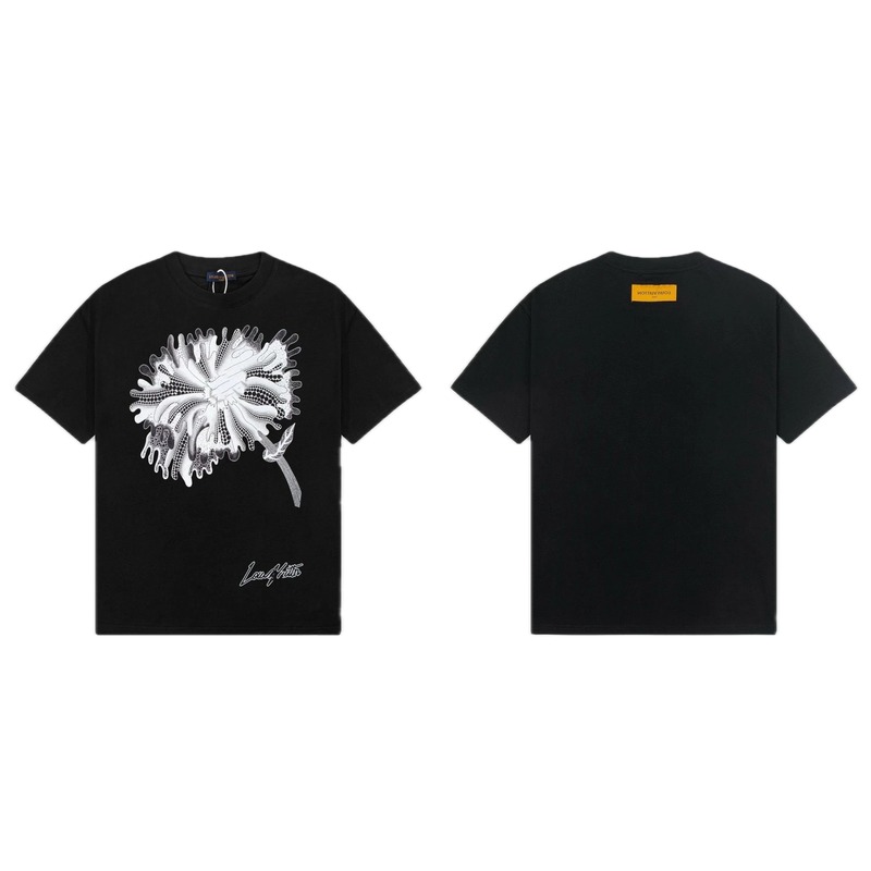 Louis Vuitton Dandelion Print Trendy Black T-Shirt