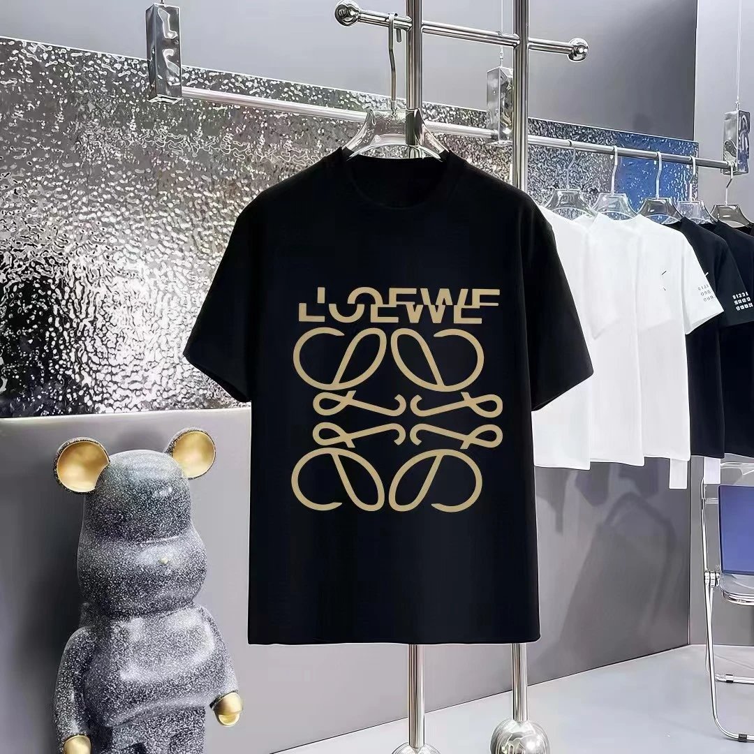 LOEWE Logo Print Trendy Black Short-Sleeve T-Shirt