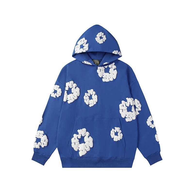 Cobalt Blue Floral Graphic Hoodie