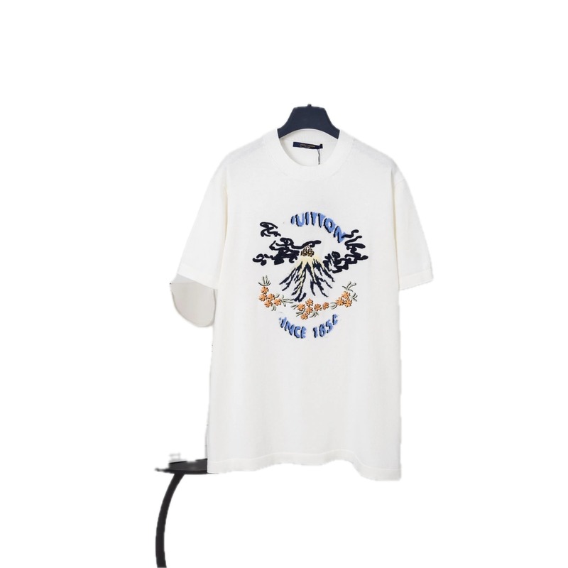Louis Vuitton Mountain Peak Print Casual Style White T-Shirt