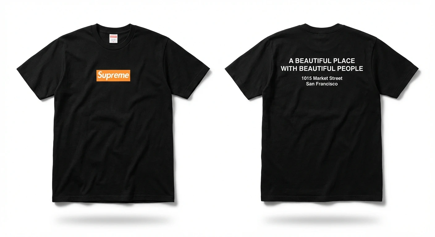 Supreme orange printed trendy and cool short-sleeved shirt