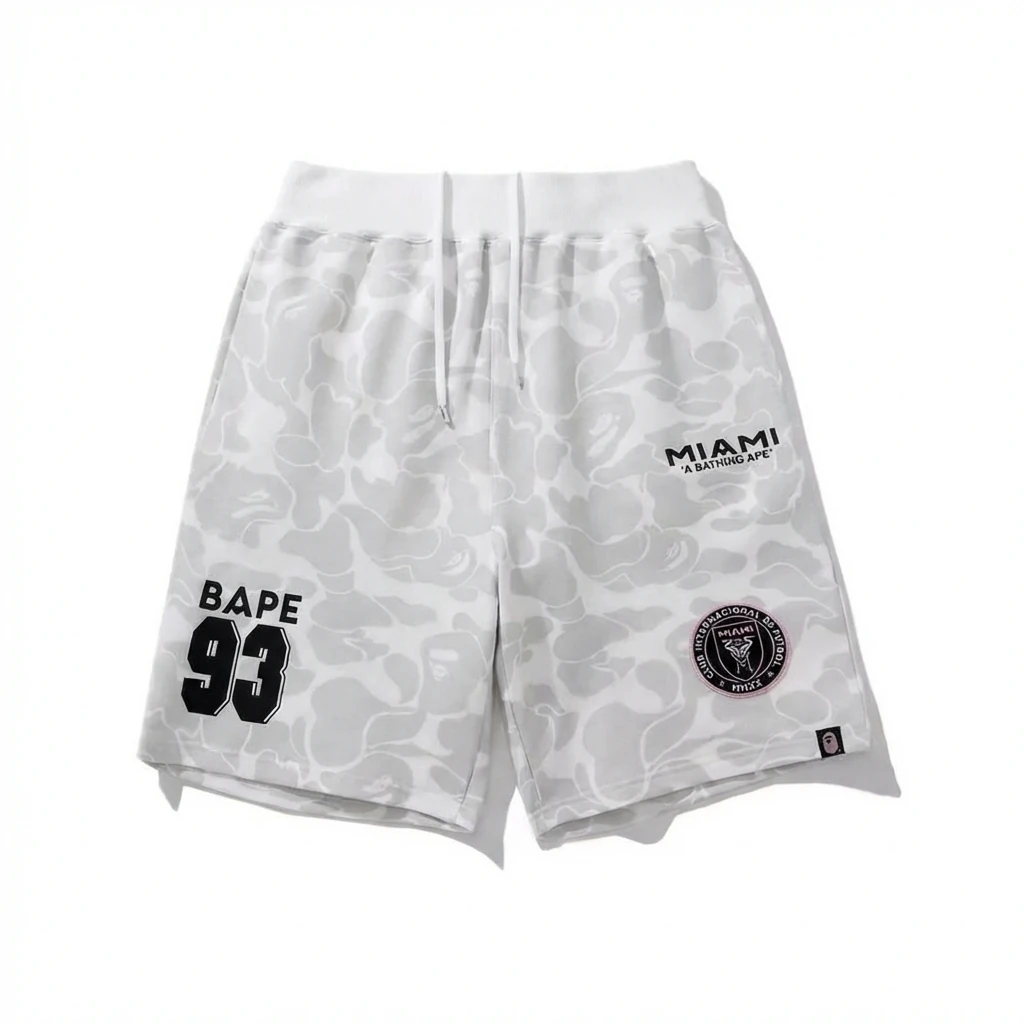 Bape camouflage style white shorts