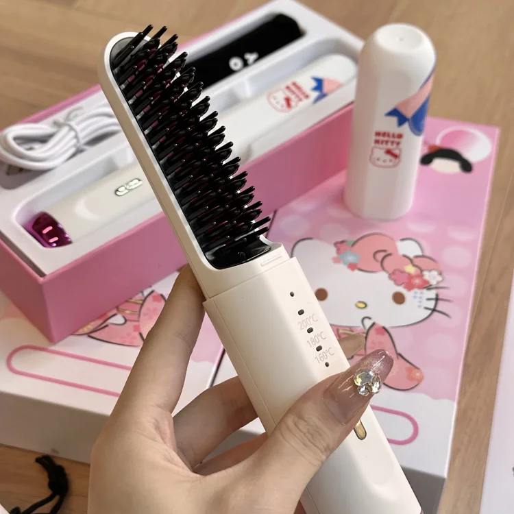 Heated Hair Straightening Brush in White