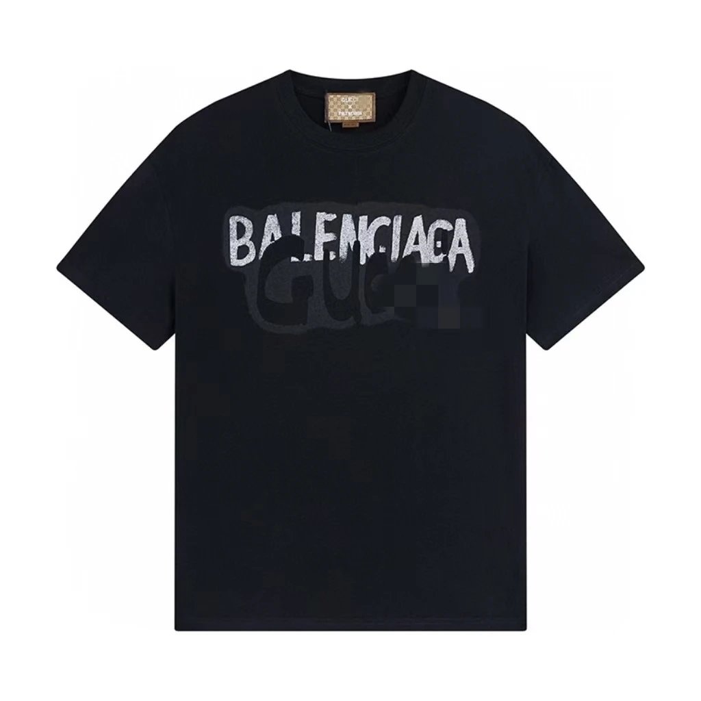 Balenciaga Co-branded Graffiti-style Black T-Shirt