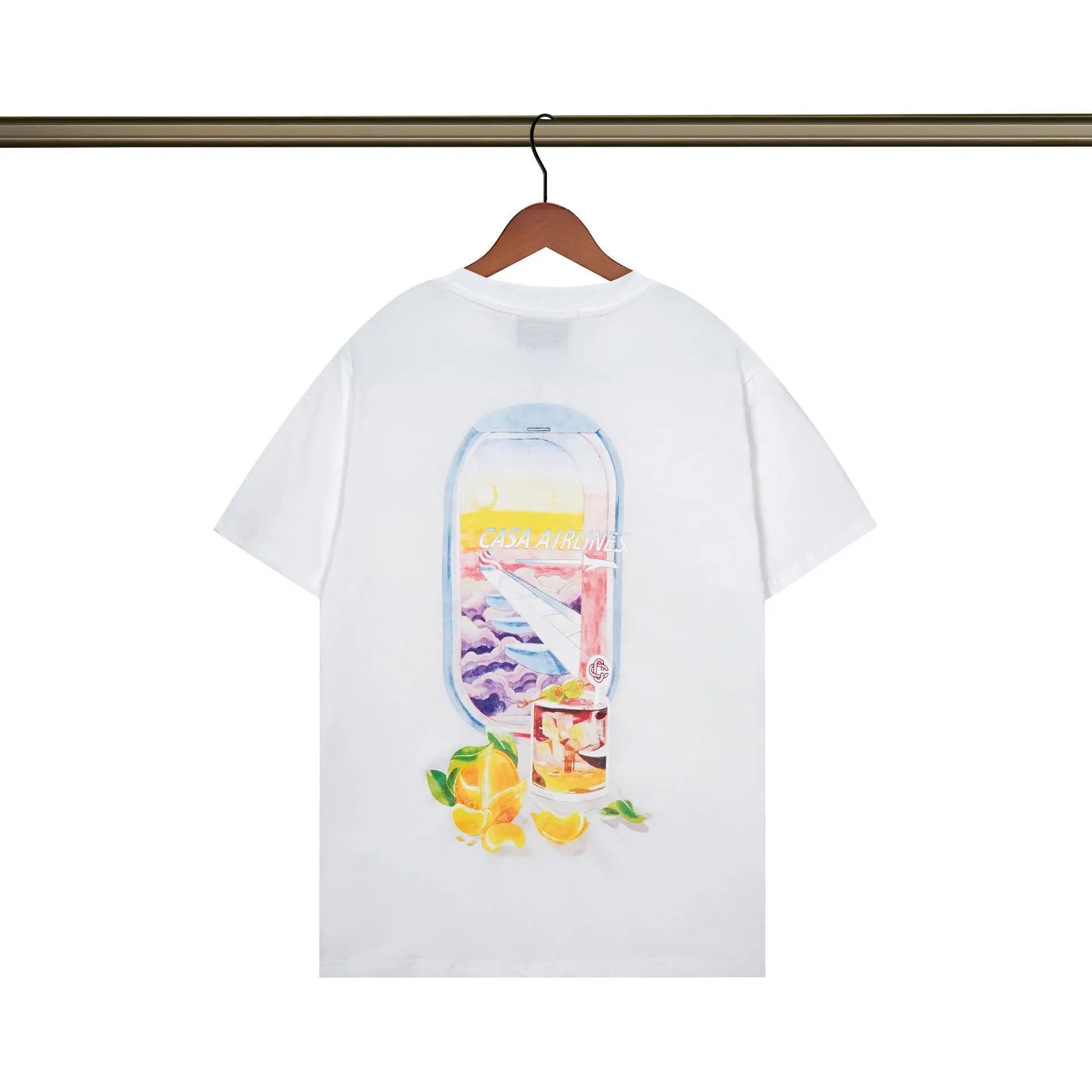 Casablanca Aviation Series Trendy Brand White T-shirt