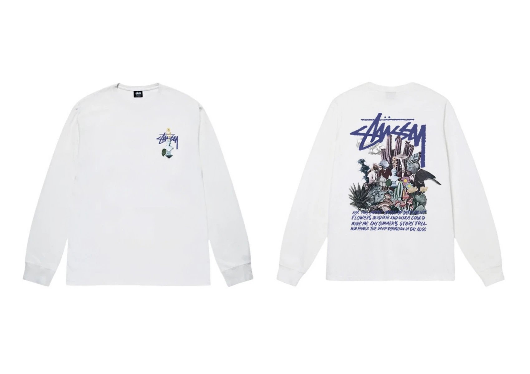 Stussy printed trendy white long-sleeve
