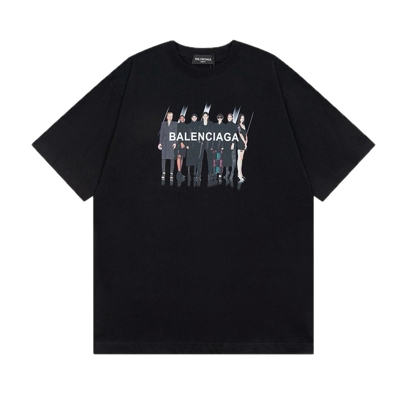 Balenciaga Portrait Print Trendy Black T-Shirt