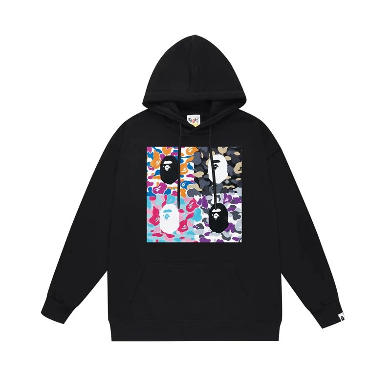Bape camouflage-style black hoodie