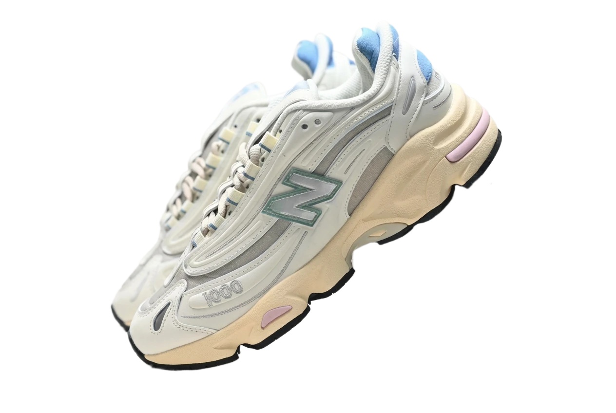 New Balance 1000 retro style gray and white shoes