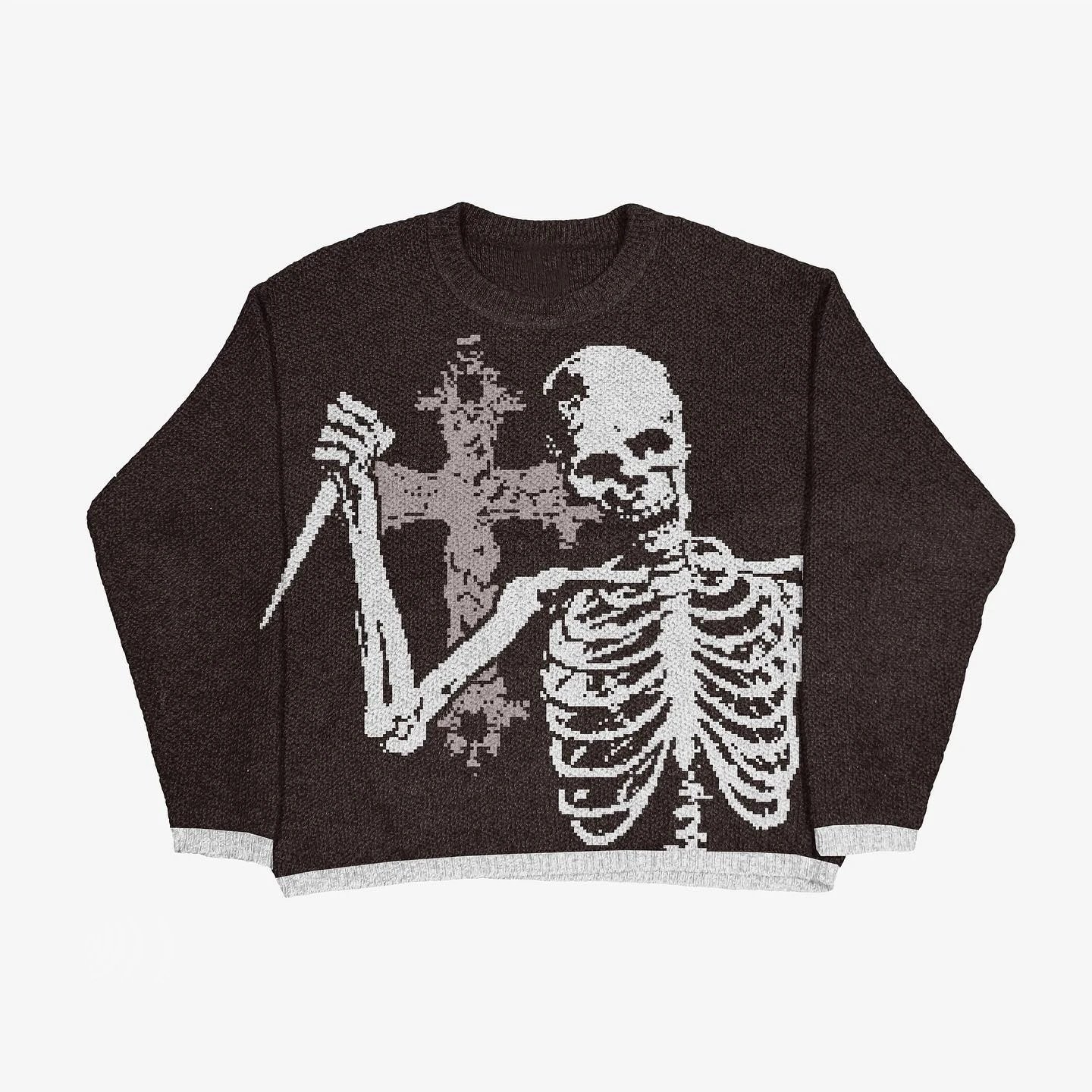 Travel Anime graphic sweater Black Knit Top with Modern Look