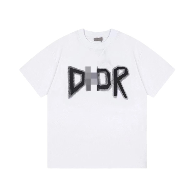 Dior Letter Print Trendy Style White T-Shirt