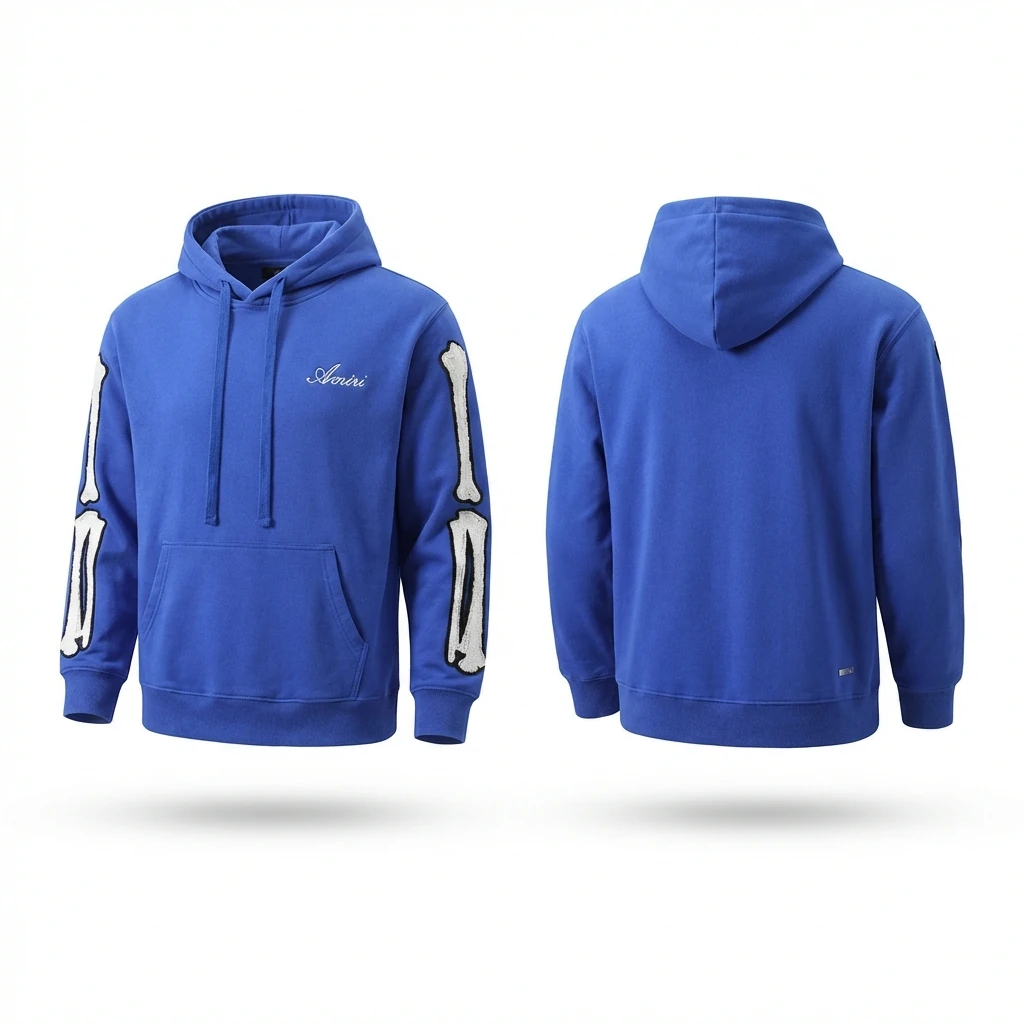 AMIRI Bone Pattern Cool Style Blue Hoodie