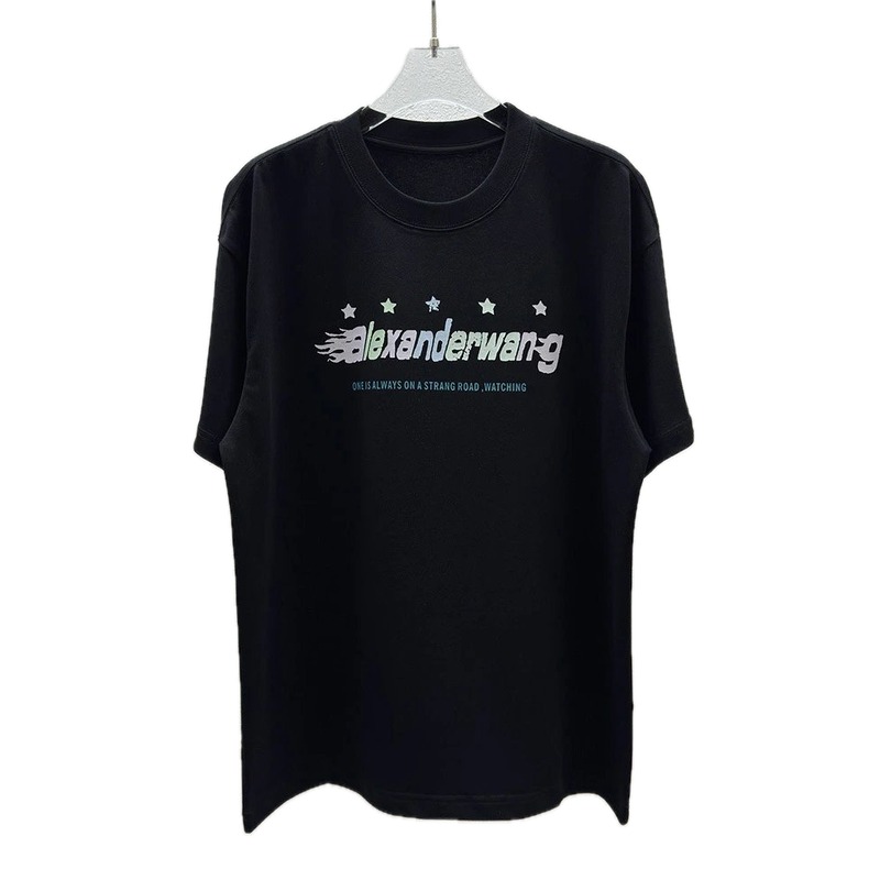 Alexander Wang Star Print Trendy Black T-Shirt