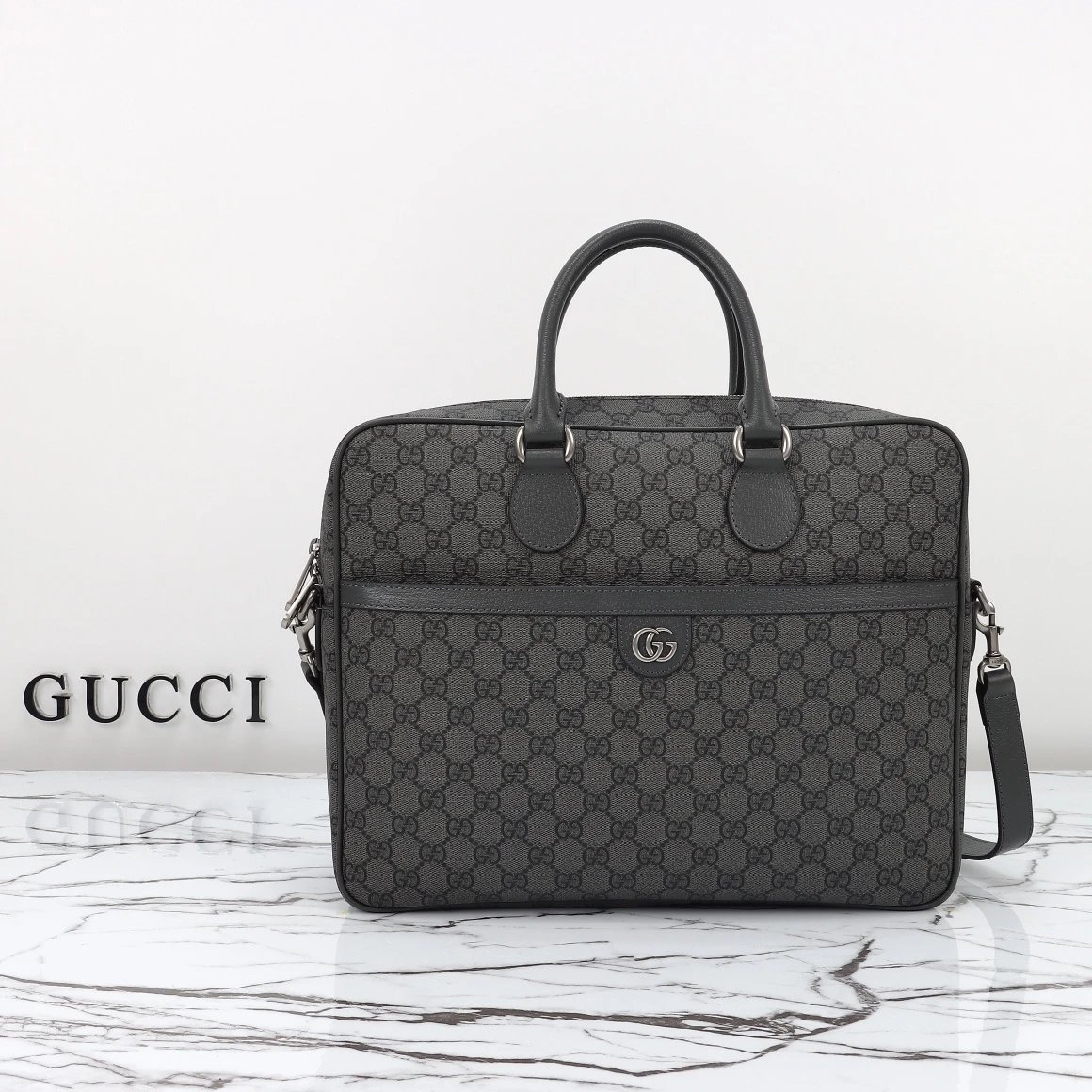 Gray GG Briefcase Gucci Briefcase for Photo Ready Styling